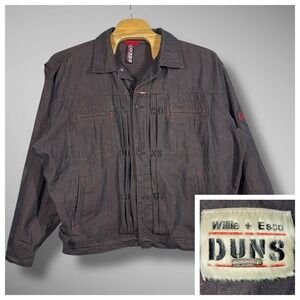 Willie Esco DUNS Jacket Mens 3XL XXXL Brown Denim Utility Baggy Coat‎ Y2K